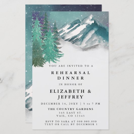 Budget Mountains Pine Probe Abendessen Einladung (Vorne/Hinten)