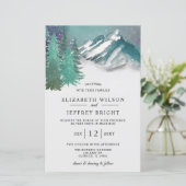 Budget Mountains Pine Winter Hochzeit Einladung (Stehend Vorderseite)