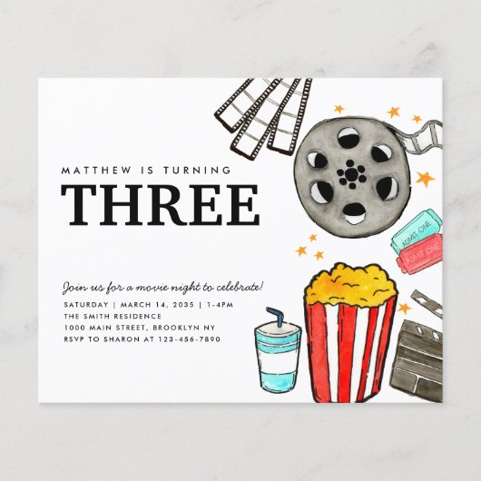 Budget Movie Night Cinema Party Geburtstag Kind (Vorderseite)