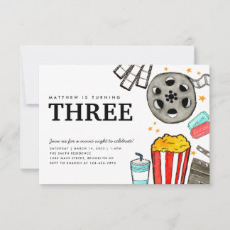 Budget Movie Night Cinema Party Geburtstag Kind Mitteilungskarte