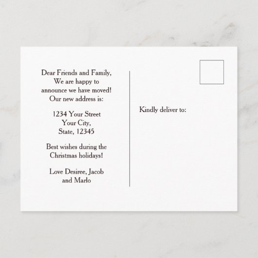 Budget Moving Christmas Dog in Niedlichem Red Sant Postkarte (Rückseite)