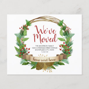 Budget Moving Christmas Wreath Holiday Moving Card