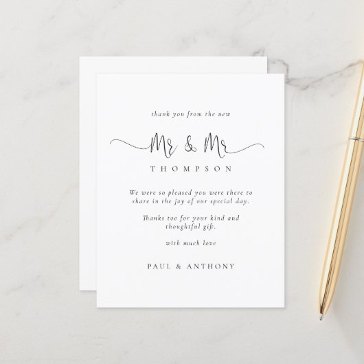 Budget Mr. und Mr. Script Gay Wedding Danke (Vorderseite/Rückseite Beispiel)