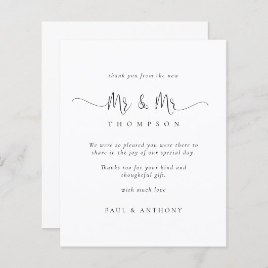 Budget Mr. und Mr. Script Gay Wedding Danke (Vorne/Hinten)