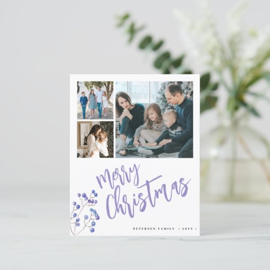 Budget Multi 6 Foto Frohe Weihnachtskarte (Stehend Vorderseite)