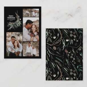 Budget Multi-Foto botanischen rustikalen schwarzen Begleitkarte