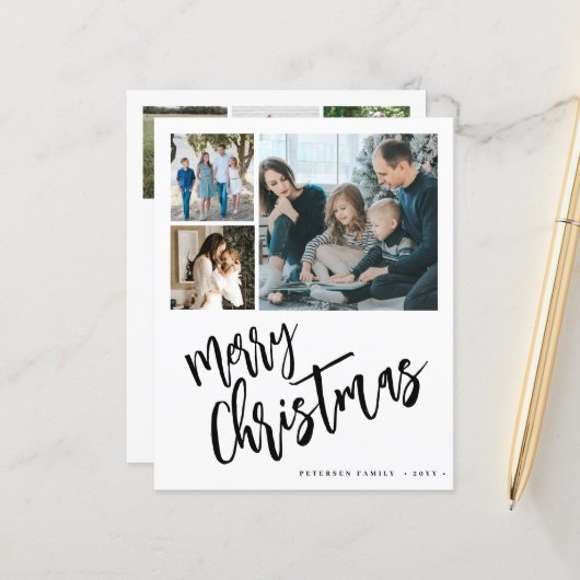 Budget Multi Foto Frohe Weihnachtskarte (Vorderseite/Rückseite Beispiel)