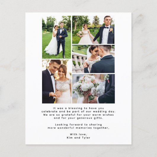 Budget Multi Foto Moderne einfache Hochzeit danke (Rückseite)