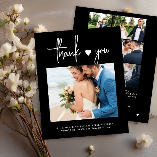 Budget Multi Foto Moderne Schwarze Hochzeit danke