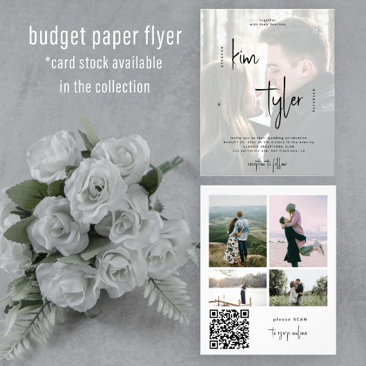 Budget Multi-Foto QR CODE Hochzeit Einladung Flyer