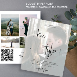 Budget Multi-Foto QR CODE Hochzeit Einladung Flyer