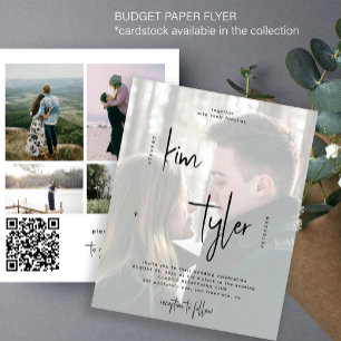 Budget Multi-Foto QR CODE Hochzeit Einladung Flyer