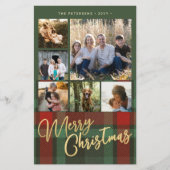 Budget Multi Foto Rot kariert Weihnachten Flyer (Vorne)