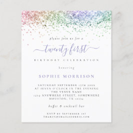 Budget Multicolor Glitzer 21. Party Einladung