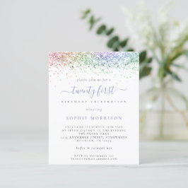 Budget Multicolor Glitzer 21. Party Einladung