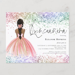 Budget Multicolor Glitzer Dark Quinceanera Einladu