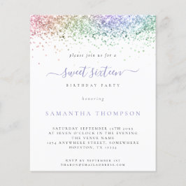 Budget Multicolor Glitzer Sweet 16 Einladung