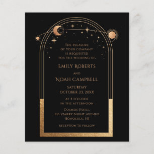 Budget Mystical Schwarz Gold Sonne Mond Foto Hochz Flyer