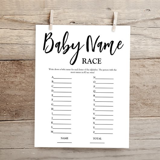 Budget Name Race Baby Showspiel