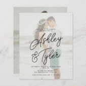 Budget names script overlay photo wedding invite (Vorne/Hinten)