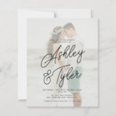 Budget names script overlay photo wedding invite (Vorderseite)