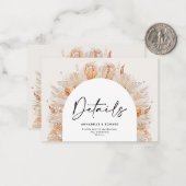 Budget Natural botanical pampas Hochzeit Details Mitteilungskarte (Vorderseite/Rückseite Beispiel)