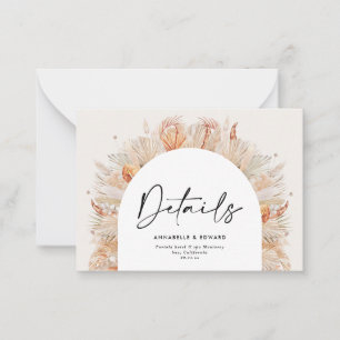 Budget Natural botanical pampas Hochzeit Details Mitteilungskarte