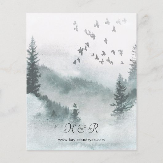 Budget Nature, Forest & Birds Wedding Flyer (Hinten)