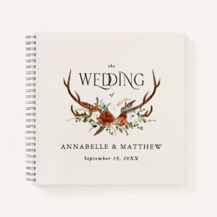 Budget natürliche Blumen Hochzeitsbuch rustikal Notizblock