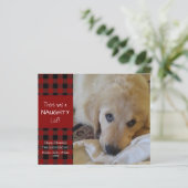 Budget Naughty oder Nice Dog Foto Grußkarte (Stehend Vorderseite)