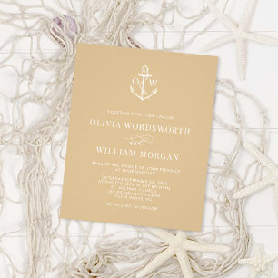 Budget Nautic Anchor Beige Hochzeit Einladung Flyer