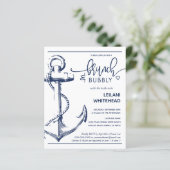 Budget Nautical Anchor Bridal Dusche Einladung (Stehend Vorderseite)