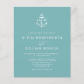 Budget Nautical Anchor Sea Glass Blue Wedding Flyer (Vorne)