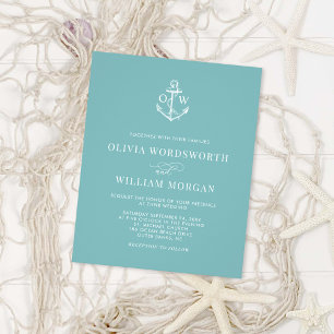 Budget Nautical Anchor Sea Glass Blue Wedding Flyer