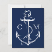 Budget Nautical Anchor White Wedding Einladung (Rückseite)