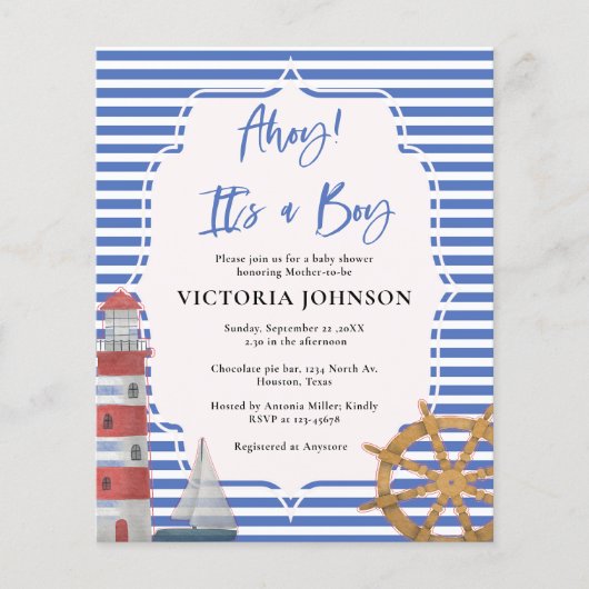 Budget Nautical Blue Die Kinderdusche lädt ein (Vorderseite)