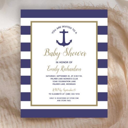 Budget Nautical Drive by Baby Dusche Einladung