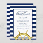 Budget Nautical Navy Gold Bridal Dusche Einladung (Vorne/Hinten)