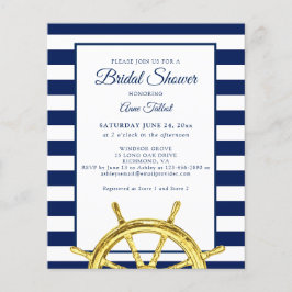 Budget Nautical Navy Gold Bridal Dusche Einladung