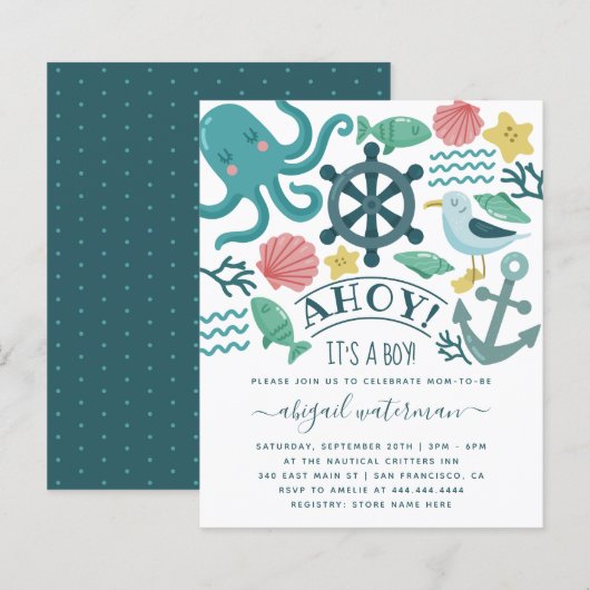 Budget Nautical Sea Critter Es ist eine Baby-Dusch (Vorne/Hinten)