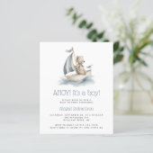 Budget Nautical Teddy Bear QR Code Boy Baby Shower (Stehend Vorderseite)