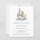 Budget Nautical Teddy Bear QR Code Boy Baby Shower (Vorderseite)