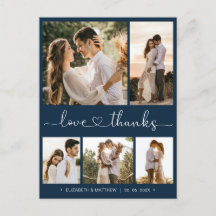 Budget Navy 5 Foto Hochzeit Danke Postcard