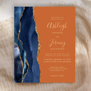 Budget Navy Blau Achat verbrannte Orange Hochzeits