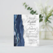 Budget Navy Blau Silber Achat Marmor Hochzeit (Stehend Vorderseite)