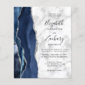 Budget Navy Blau Silber Achat Marmor Hochzeit (Vorderseite)