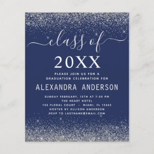 Budget Navy Blau Silber Foto Abschluss 2023 Flyer