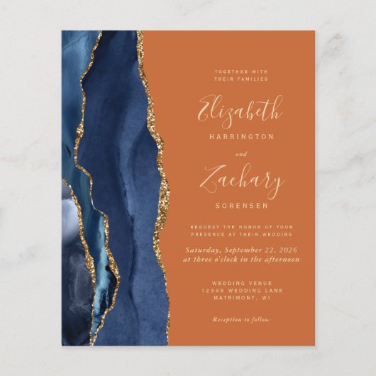 Budget Navy Blue Agate Burnt Orange Wedite (Vorderseite)