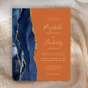 Budget Navy Blue Agate Burnt Orange Wedite