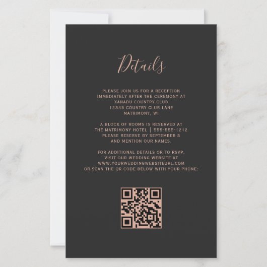 Budget Navy Blue Agate Dark QR Code Hochzeit (Rückseite)